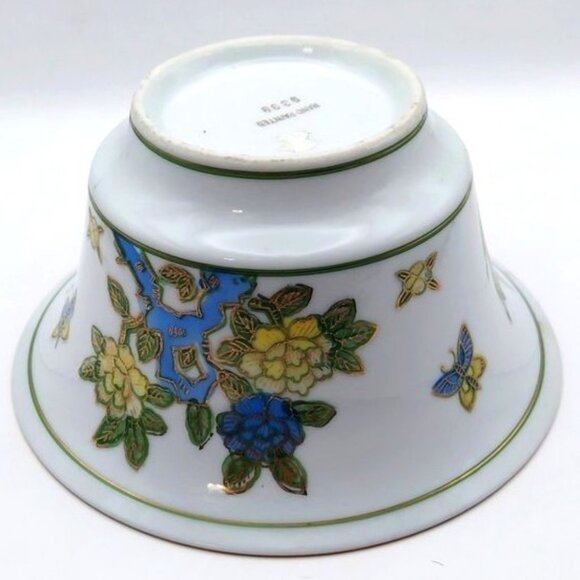 Andrea by Sadek Hand Painted Porcelain Floral Butterfly Rice Serving Bowl #9399 - Picture 3 of 8